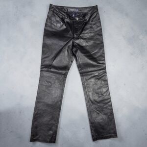 Y2K Gap Genuine Leather Pants Boot Cut Black Womens 6 28x30.5 Actual Rocker Vtg